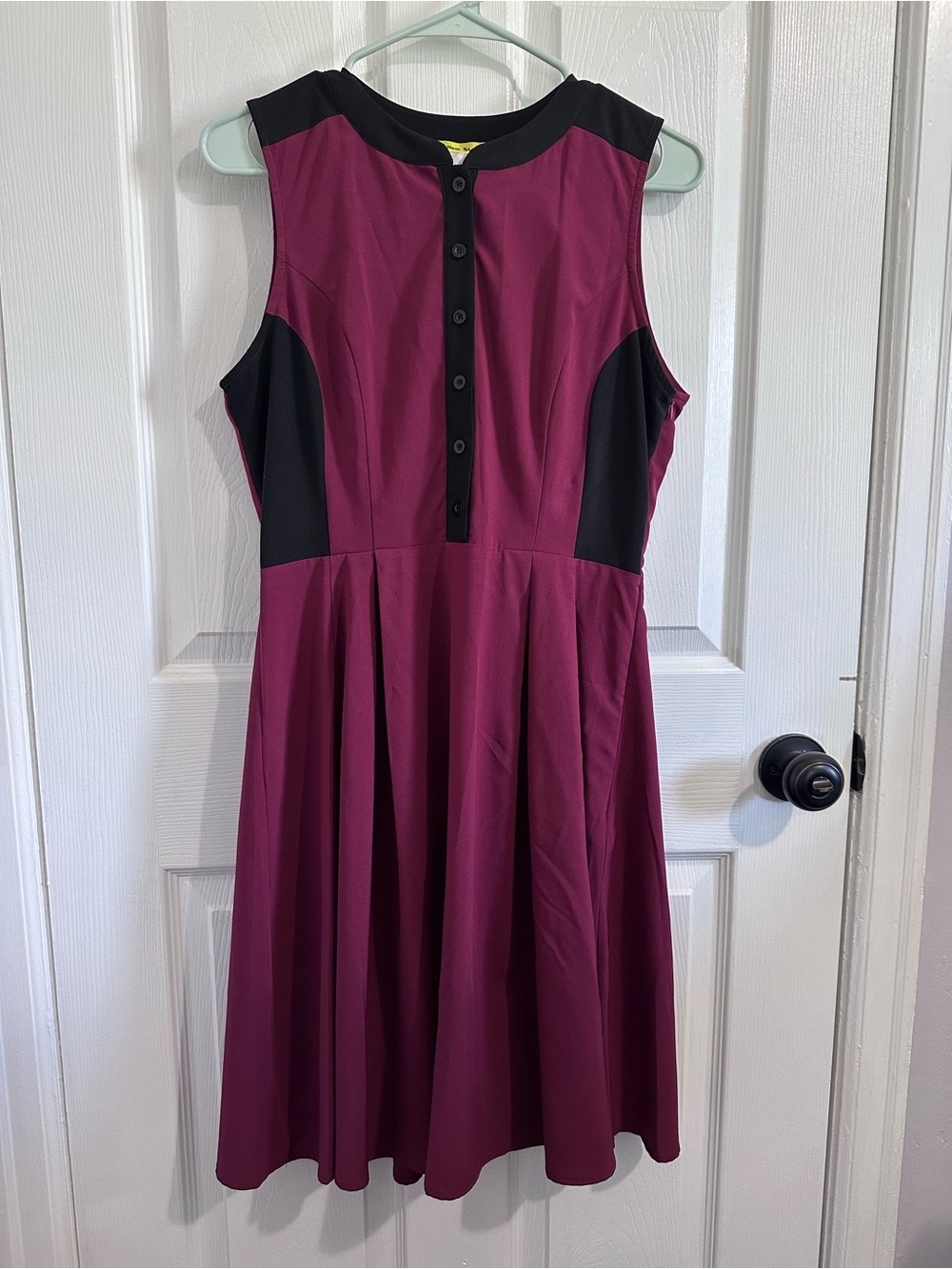 Yellow Star ModCloth Colorblock Burgundy A-Line Dress